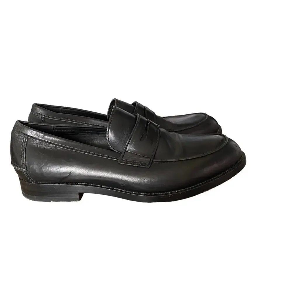 Coach Mens Allen Penny Loafer Black Leather size 8